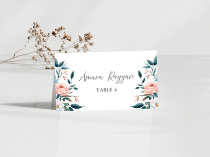 Wedding Menu & Thank You Template | Editable Canva Place Card. WI208