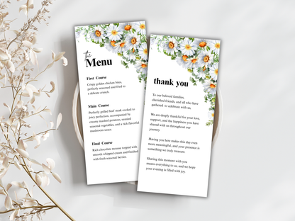 Wedding Thank you Card, Menu Card, Table Card. WI363