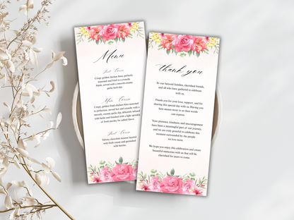 Wedding Thank you Card, Menu Card, Table Card. WI366