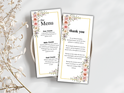 Wedding Thank you Card, Menu Card, Table Card. WI352