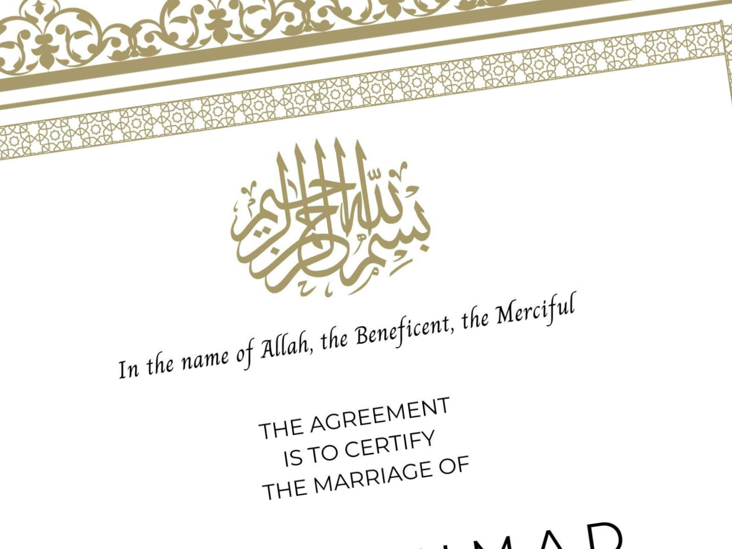 Nikkah Certificate Digital Download Personalised, A4, A3, Template, Muslim Wedding Contract, Instat Download. NN285