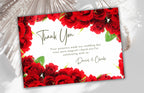 Red Rose Thank You Card, Floral Wedding Thank you Card , Editable Template, Printable Thank You Card, Editable Thank you Card. #WTUC45