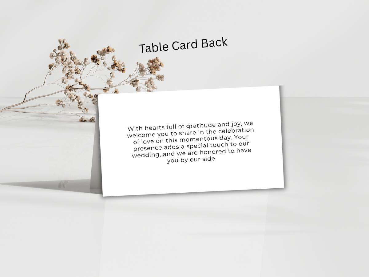 Wedding Menu Card Template, Table Card Thank you Card. WI269