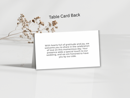 Wedding Menu Card Template, Table Card Thank you Card. WI269