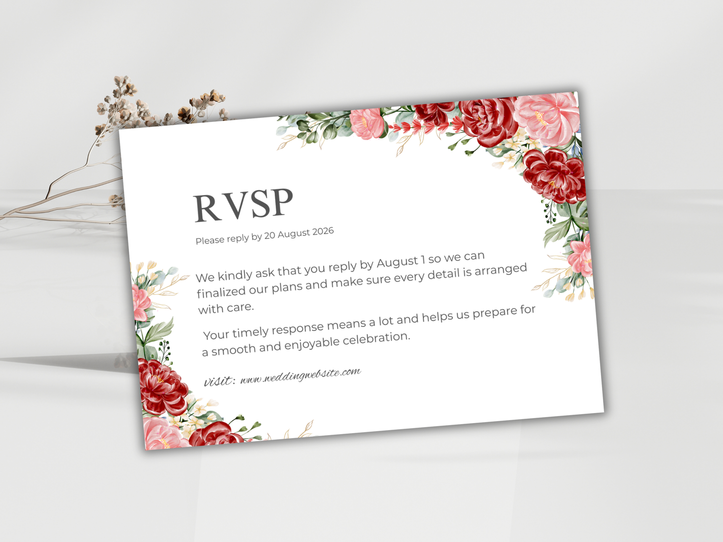 Wedding Invitation Bundle, RSVP, Thank You Card, Table Card, Menu Card, Reception Card, Details Card. WI232