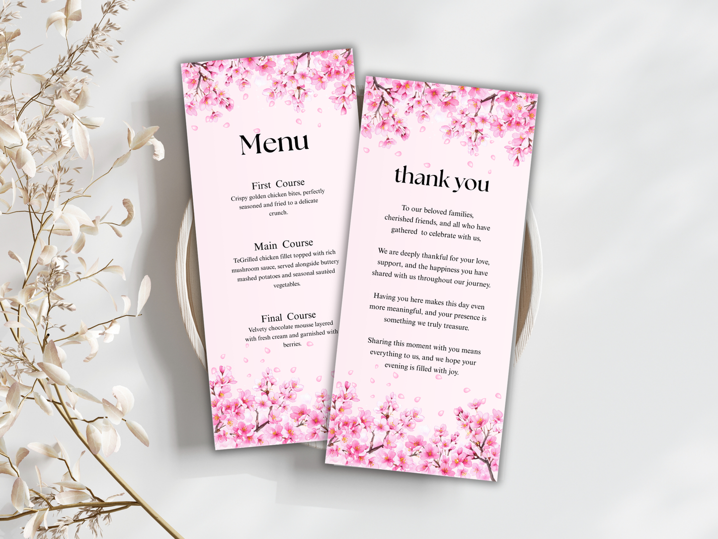 Wedding Thank you Card, Menu Card, Table Card. WI360