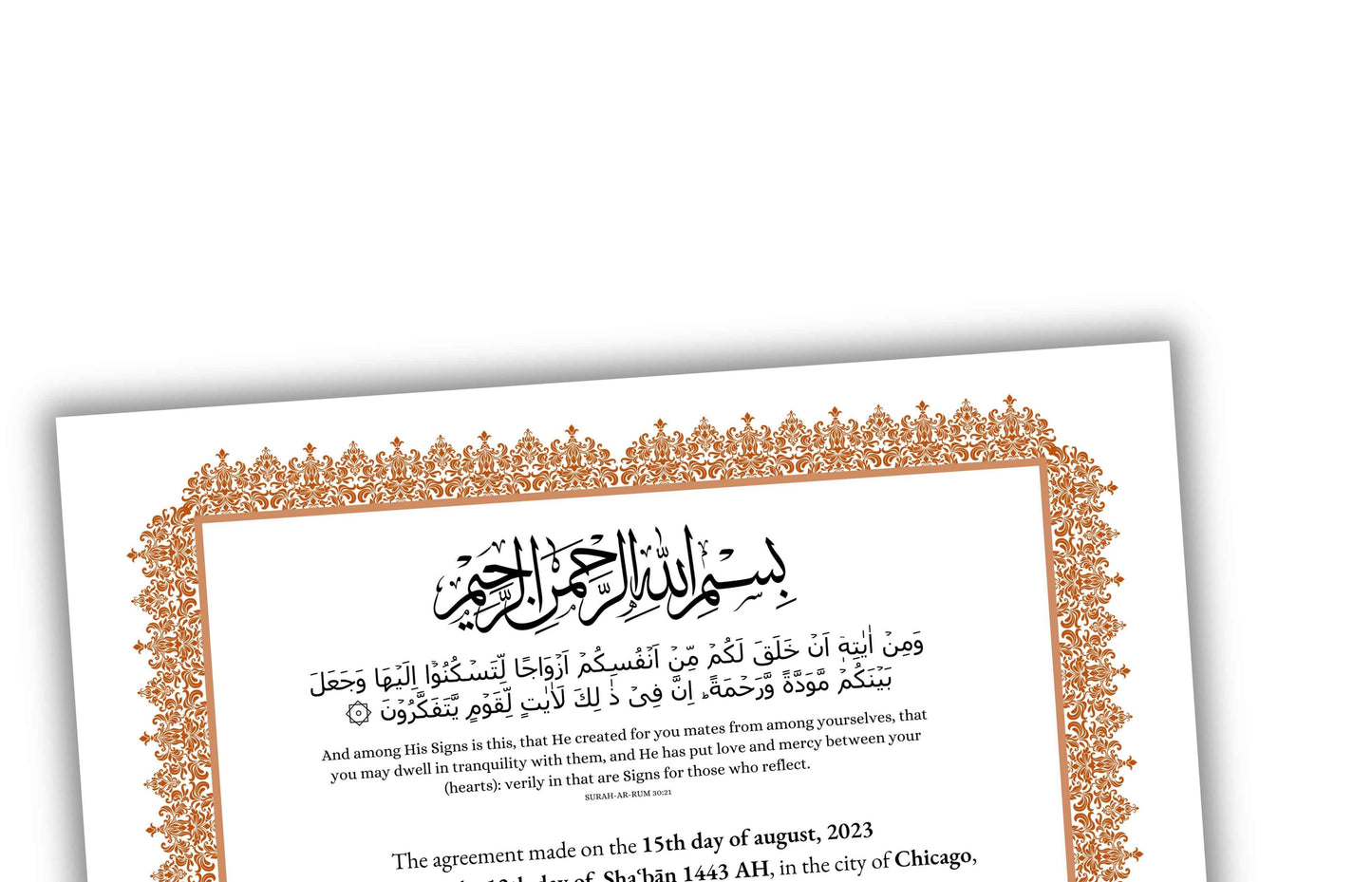 Nikkah Certificate Digital Download Personalised, A4, A3, Template, Instat Download. NN139