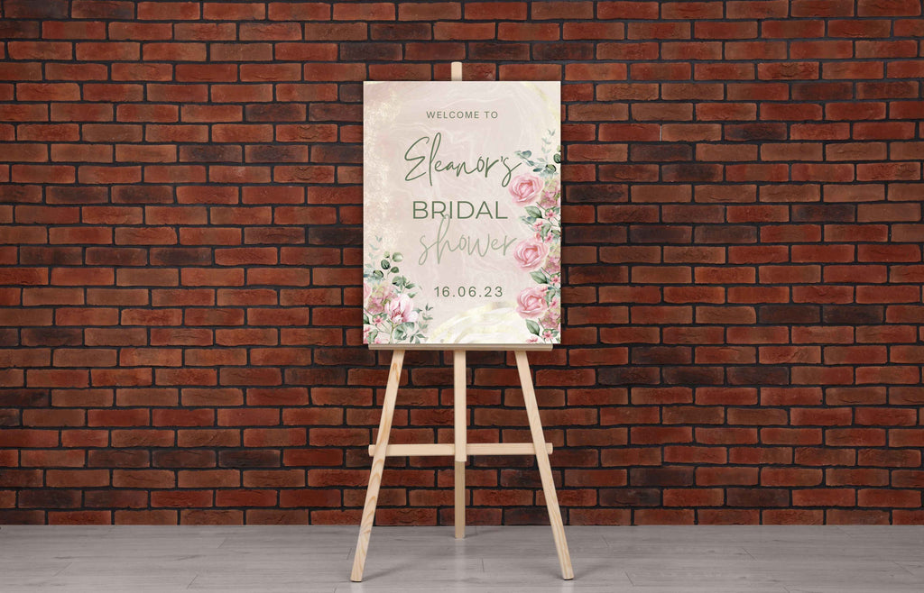 Pink Roses Bridal Shower Welcome Sign, Pink Bridal shower Welcome Sign Template, Pink Floral Welcome Sign, SIGN35