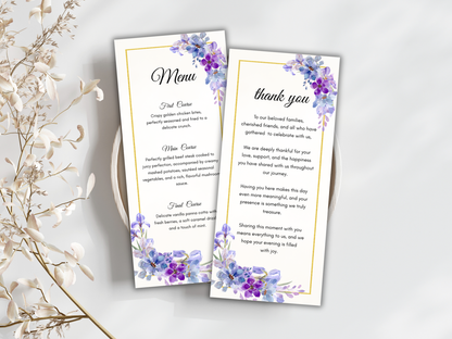 Wedding Thank you Card, Menu Card, Table Card. WI348