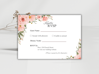 Wedding Invitation Set, RSVP, Wedding Invitation, Details, Editable, Template, WI225