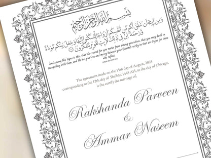 Nikkah Certificate Digital Download Personalised, A4, A3, Template, Instat Download. NN240