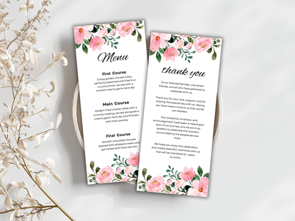Wedding Menu, Thank You, Table Cards (Editable Canva Template) WI384