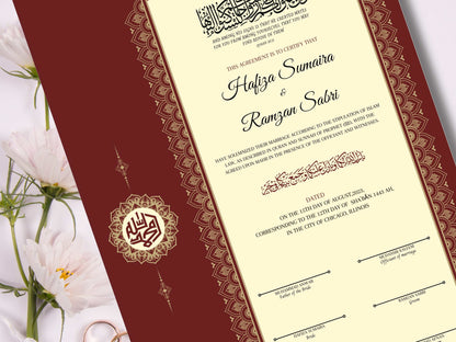 Luxury Muslim NIkkah Certificate. NN111