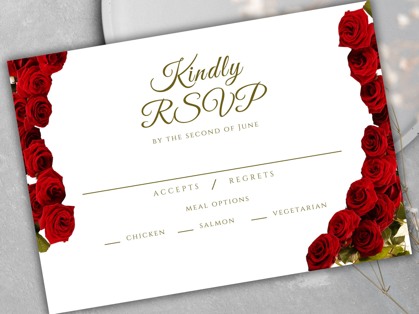 Red Rose Wedding Invitation set, Red Rose RSVP, Dark Red floral, Elegant Red Rose wedding Invitation, Details Editable, Menu Card, WT38