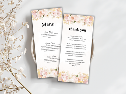 Wedding Thank you Card, Menu Card, Table Card. WI351