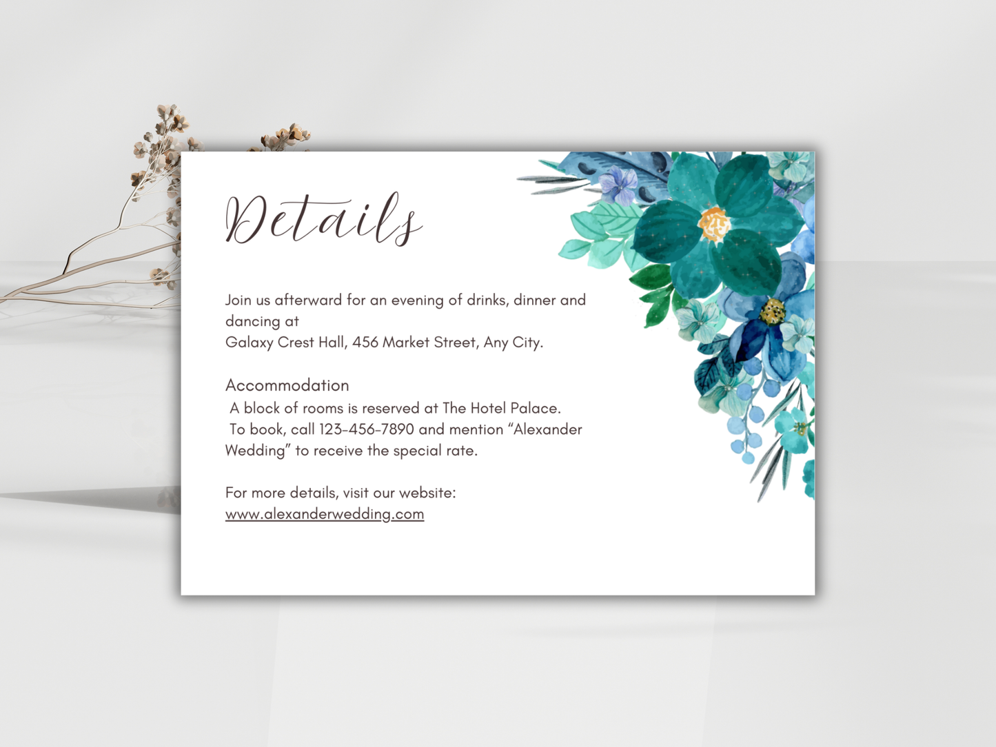 Wedding Invitation Set, RSVP, Wedding Invitation, Details, Editable, Template, WI221