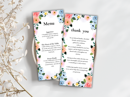 Wedding Thank you Card, Menu Card, Table Card. WI322