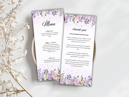 Wedding Menu, Thank You, Table Cards (Editable Canva Template) WI392