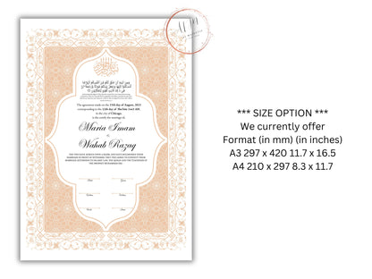 Nikkah Contract Template,Printable Nikkah Contract,Editable Nikkahnama, Muslim Wedding Certificate,Digital Download,Islamic Marriage. NN189