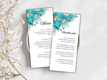 Wedding Thank you Card, Menu Card, Table Card. WI342