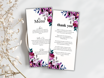 Luxury Wedding Menu Card, Table, Thank you, Editable Canva Template, Instant Download MTC410