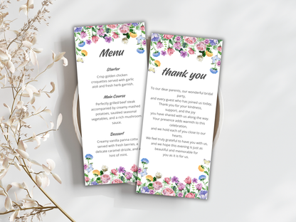 Wedding Thank you Card, Menu Card, Table Card. WI303