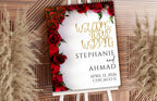 Wedding Welcome Sign Template, Red Rose Welcome To Our Wedding Sign, Red Wedding Signage, Red Wedding Decorations, Digital Download, WS56