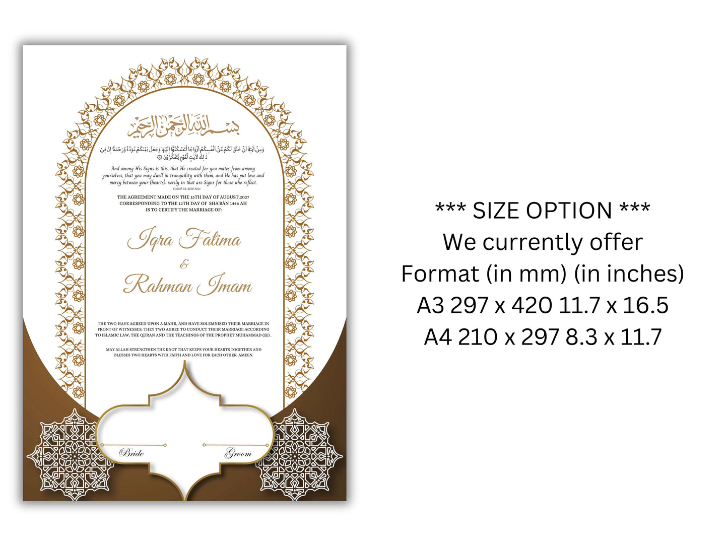 Nikkah Certificate Digital Download Personalised, A4, A3, Template, Editable, Purple Nikkah Nama, Nikkah Contract, Muslim Contract. NN288