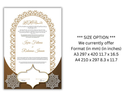Nikkah Certificate Digital Download Personalised, A4, A3, Template, Editable, Purple Nikkah Nama, Nikkah Contract, Muslim Contract. NN288