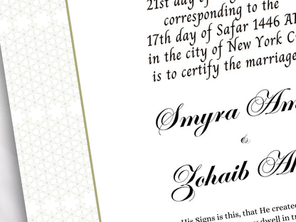 Nikkah Certificate, Islamic Wedding Contract, Muslim Marriage Certificate, Nikkah Nama, Template Nikkah, Nikkah Certificate, A3/A4. NN270