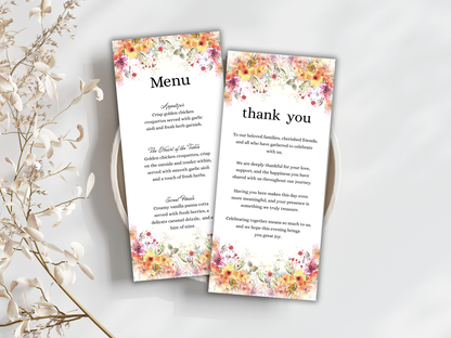 Wedding Thank you Card, Menu Card, Table Card. WI324