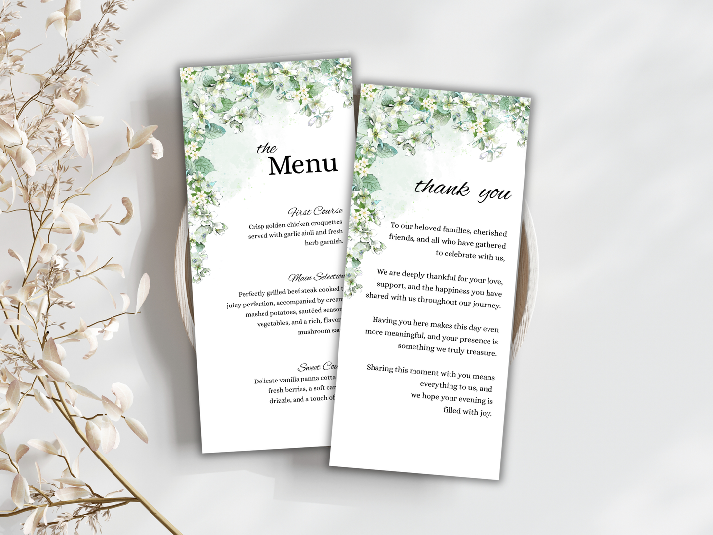 Wedding Thank you Card, Menu Card, Table Card. WI332