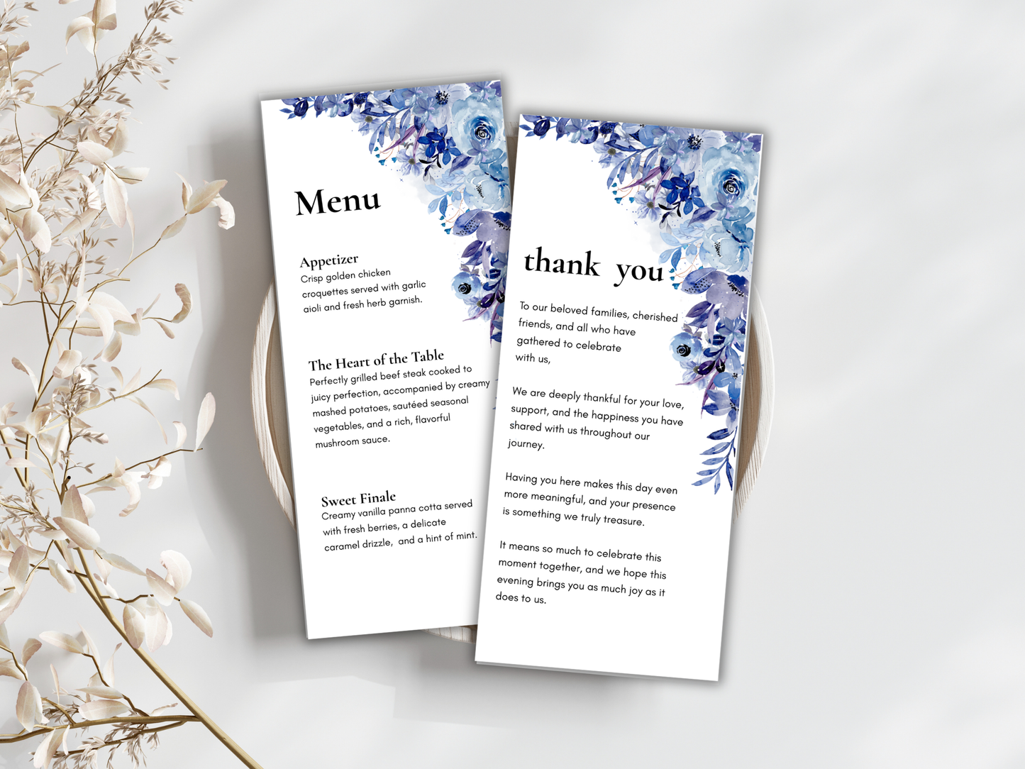 Wedding Thank you Card, Menu Card, Table Card. WI321