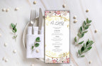 Wedding Menu Template Download, Pink Rose Wedding Menu Card, Menu Template, Wedding Menu, , Modern Dinner Menu, Instant Download, WS50