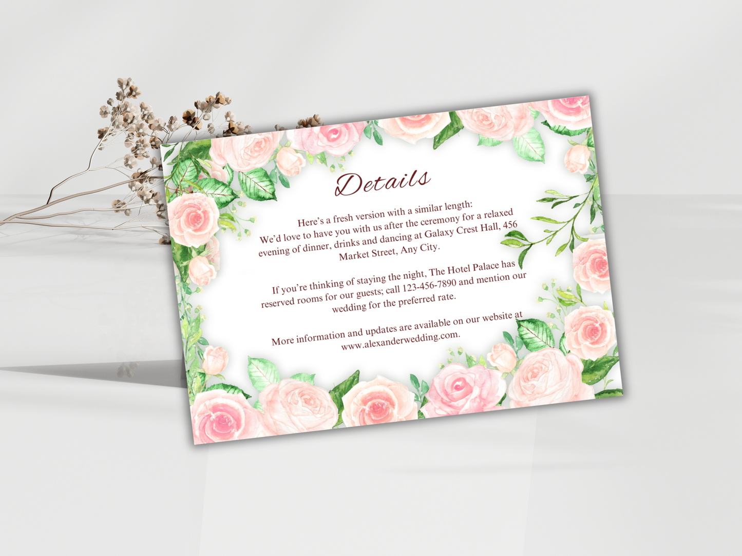 Wedding Invitation Bundle, RSVP, Thank You Card, Table Card, Menu Card, Reception Card, Details Card. WI262