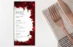 Wedding Menu Template Download, Red Rose Wedding Menu Card, Red Menu Template, Wedding Menu, Modern Dinner Menu, Instant Download, WS53