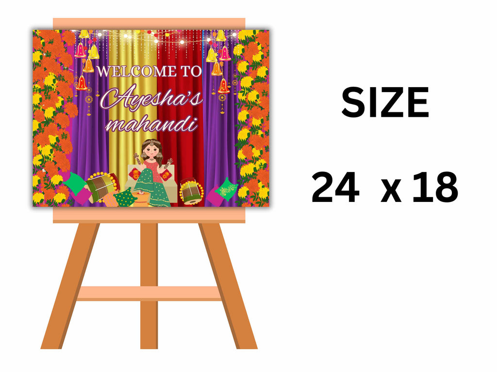 Muslim Mahandi Decor signs Template, Mahandi Night Signs, Henna Welcome signs, Punjabi Mahandi signs, Digial Template, 24 x 18 in. NN6