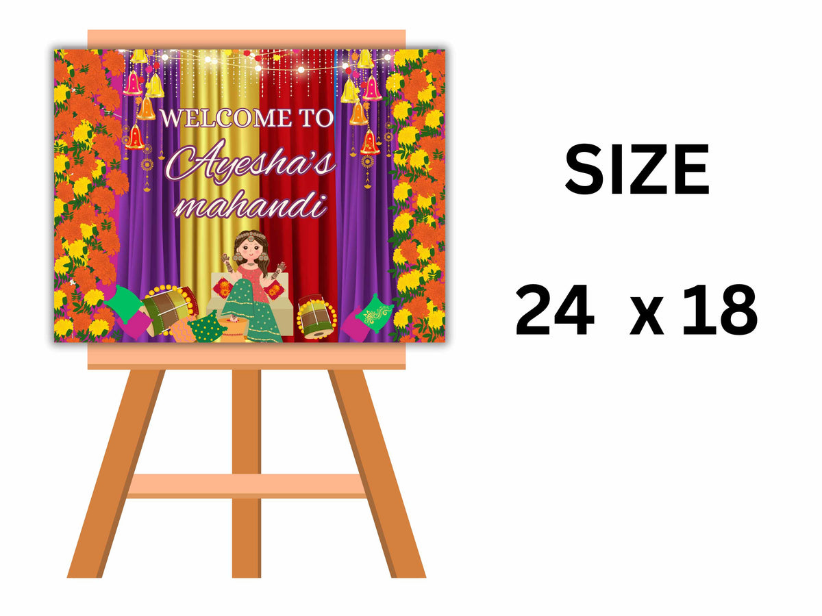 Muslim Mahandi Decor signs Template, Mahandi Night Signs, Henna Welcome signs, Punjabi Mahandi signs, Digial Template, 24 x 18 in. NN6