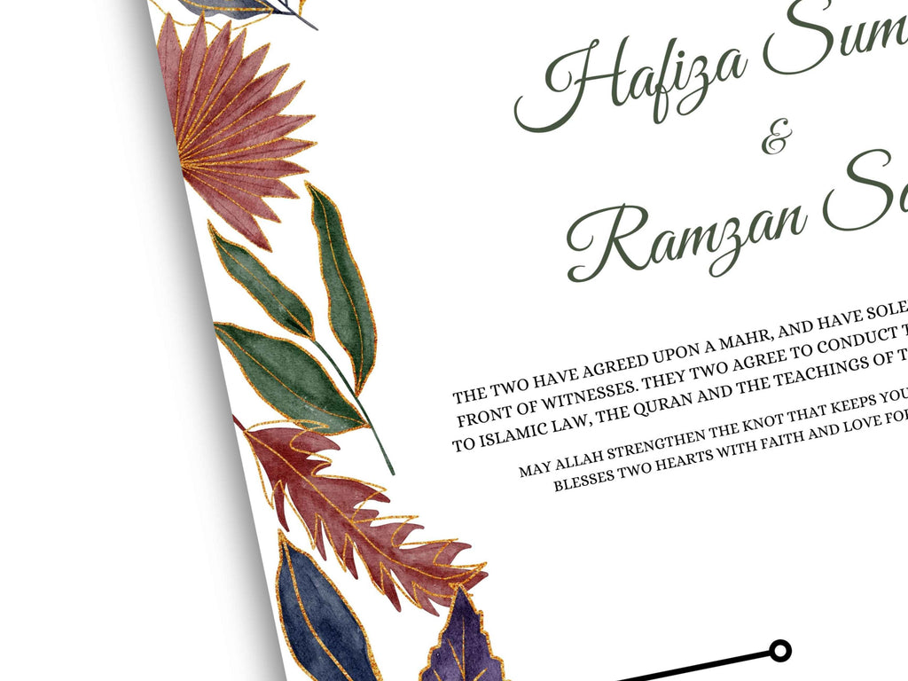 Nikkah Certificate Digital Download Personalised, A4, A3, Template, Editable, Nikkah Contract, Muslim Contract. NN232