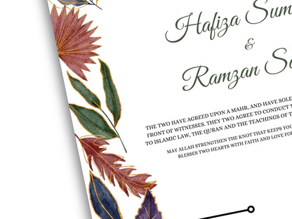 Nikkah Certificate Digital Download Personalised, A4, A3, Template, Editable, Nikkah Contract, Muslim Contract. NN232