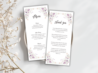 Wedding Thank you Card, Menu Card, Table Card. WI318