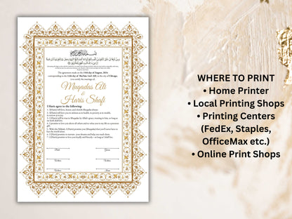 Printable Nikkah Contract, Islamic Wedding Contract, Muslim Nikkah Certificate, Personalised, A4, A3, Template, Instat Download. NN202