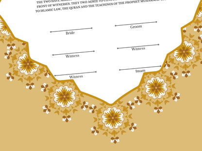 Customized Nikkah Certificate, A4/A3 Contract Digital Nikah Nama, Islamic Marriage Certificate, Muslim Marriage Contract Gold.NN228