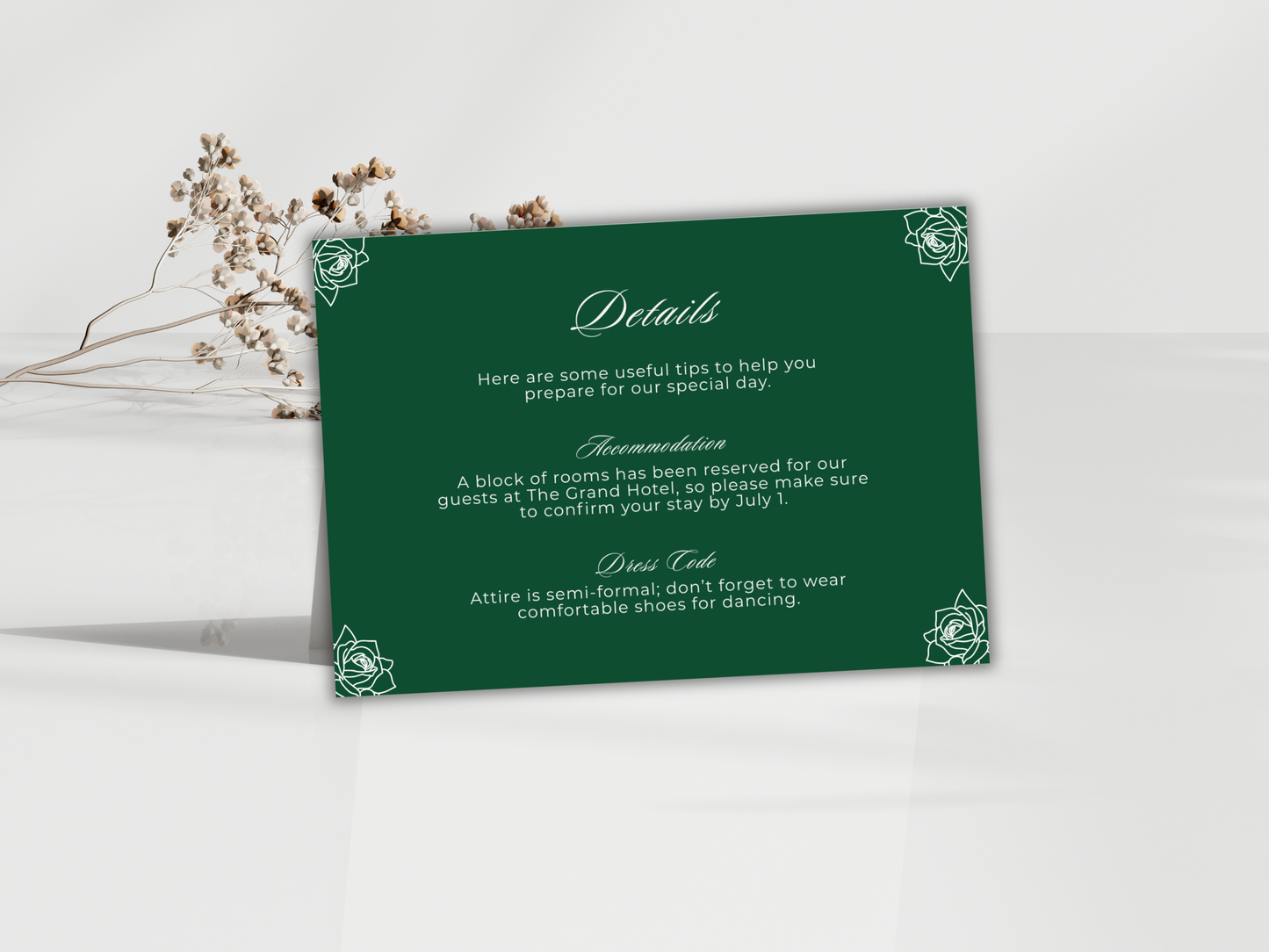 Wedding Invitation Set, RSVP, Wedding Invitation, Details, Editable, Template, WI253
