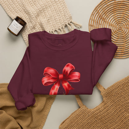 Red Ribbon Bow Crewneck Sweatshirt — Holiday Gift Sweatshirt