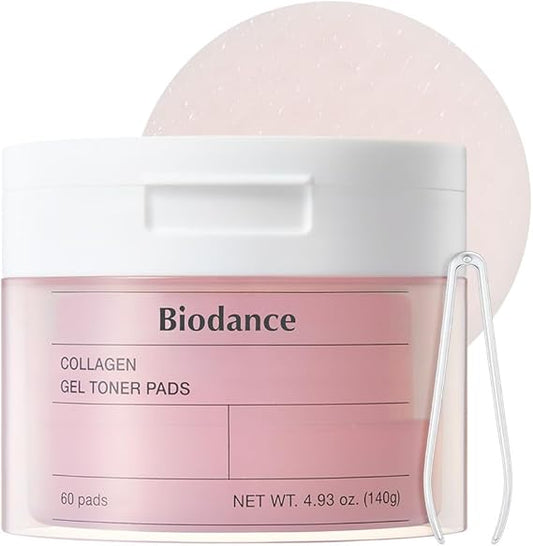 Biodance Collagen Gel Toner Pads, Pore Minimizer for Face, Improving Elasticity, Plumping Toner Pads for Sensitive Skin, Pre-Soaked Pads, Korean Skin Care, Mothers Day Giftsㅣ60 Pads