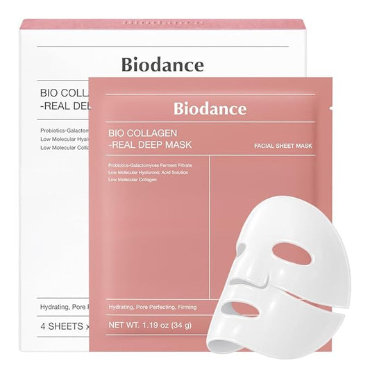 Collagen Real Deep Mask, Hydrating Overnight Hydrogel Mask, Pore Minimizing, Elasticity, Plumping Improvement, Korean Skincare, Stocking Stuffers for Teen Girls | 1.19oz(34g) x 4ea