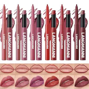 Jolilab 12Pcs Lip Set: 6 Colors Lip Liner+6 Colors Lipstick,Matte/Creamy,Smooth Creamy Texture,Long-Lasting,Bold/Nude Shades for Daily/Party, Vegan,Gift for Makeup Lovers.(Rich - Color Set B)