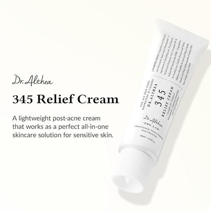 Dr.Althea 345 Relief Cream | Moisturizer for Soothing Recovery and Blemish Care with Tea Tree Leaf Water & Niacinamide | Korean Vegan Skin Care for All Skin Types, 1.69 Fl Oz (Ver.2 - Pack of 1)