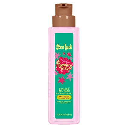 Tree Hut Raspberry Fizz Body Wash, Hydrating & Moisturizing Shower Gel with Shea Butter & Essential Oils, Soft Smooth Glowing Skin, Gentle Cleanser, Self Care Gifts for Women, Pump Bottle, 18 Fl Oz